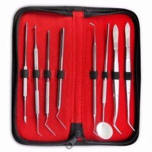 🦷 8-Piece Stainless Steel Dental Tools Kit – Professional Oral Care Set for Home & Pet Use